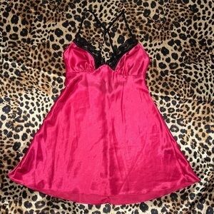 Apt. 9 Hot Pink & Black Lace Satin Slip